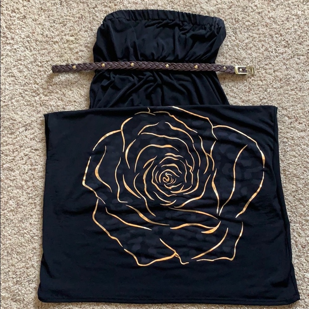 S black and gold derailed maxi dress with belt